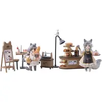 Ribose Decorated Life Collection Tea Time Cats-cat Town Bakery Staff & Customer Set 12 Cm Figure Marron