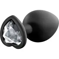 Temptasia S - plug anal cœur avec strass - silicone noir - petit
