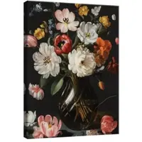 WALLARENA Impression sur toile fleurs noir moderne 120x80 cm xxl tableau décoration deco murale intissée pour salon chambre cuisine