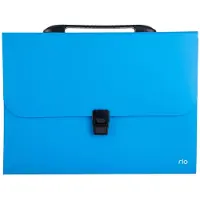 Deli Pochette A4 Rio avec poignée noire, 7 compartiments, bleue -
