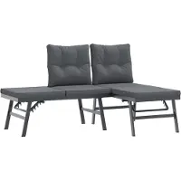 vidaXL Bancs de jardin avec coussins 2 pcs. noir Acier revêtu par poudre