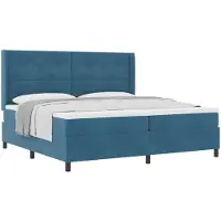 vidaXL Lit boxspring avec tête de lit bleu 100 x 200 cm velours