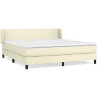 vidaXL Lit boxspring avec matelas, couleur crème, 180 x 200 cm, simili cuir