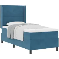 vidaXL Lit boxspring avec tête de lit bleu 90 x 200 cm velours