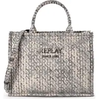 Replay sac à main sac à épaule bandoulière Handbag Washed Black + Birch gris