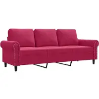 vidaXL Canapé 3 places vin rouge 180 cm velours