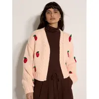 Apricot Cardigan vert / pêche / rouge
