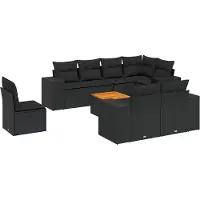 vidaXL Ensemble de salon de jardin 9 pièces avec coussins noir poly rotin