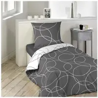 Douceur d'intérieur Parure de lit - - Elton - Microfibre - 200 x 140 cm - Gris