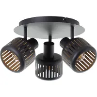 Brilliant , spot rondel, 3 ampoules, couleur noire, indice de protection IP20, culot E14, 28 watts, variateur intégré, adapté aux ampoules à baionnette