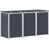 vidaXL : Boîte de rangement pour poubelles, pour 3 bacs de 240 litres, en acier inoxydable, couleur anthracite