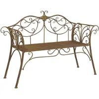 vidaXL Banc de jardin 2 places 130 x 47 x 90 cm en acier brun antique