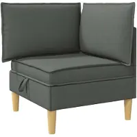 vidaXL Canapé d'angle avec rangement, tissu gris foncé