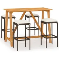 vidaXL Ensemble bar de jardin 5 pièces avec coussins Marron
