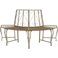 vidaXL Banc en forme d'arbre 4 places 160 x 80 x 89 cm Acier brun antique