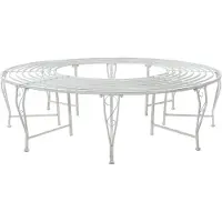 vidaXL Banc en forme d'arbre, 8 places, Ø 160 x 44 cm, acier blanc antique, rond