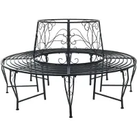 vidaXL Banc en forme d'arbre, 8 places, Ø 160 x 89 cm, acier noir, rond