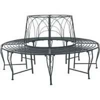vidaXL Banc en forme d'arbre, 8 places, Ø 160 x 89 cm, acier gris argenté, rond