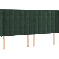 vidaXL Tête de lit avec oreilles vert foncé 203x16x118/128 cm velours
