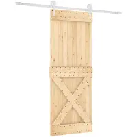 vidaXL Porte coulissante , finition naturelle et blanche, 90 x 210 cm, en pin massif