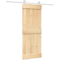 vidaXL Porte coulissante , finition naturelle et blanche, 80 x 210 cm, pin massif