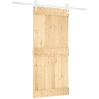 vidaXL Porte coulissante , finition naturelle et blanche, 95 x 210 cm, pin massif
