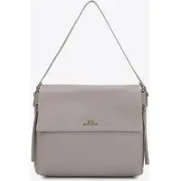 WITTCHEN Sac à bandoulière pour femme en cuir avec fermetures éclair décoratives, cuir naturel gris