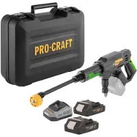 Procraft Nettoyeur haute pression sans fil CW20bb 20 V, 30 bars, 180 l/h, moteur sans balais + 2 batteries 2,0 Ah + chargeur + mallette