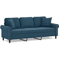 vidaXL Canapé 3 places avec coussins décoratifs bleu 180 cm velours