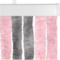 vidaXL Rideau anti-insectes en chenille, gris argenté et rose, 56 x 185 cm