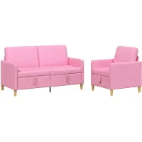 vidaXL Ensemble de canapés avec rangement, 2 pièces, polyester rose