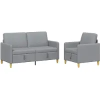 vidaXL Ensemble de canapés avec rangement, 2 pièces, polyester gris clair