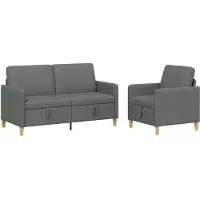vidaXL Ensemble de canapés avec rangement, 2 pièces, polyester gris foncé