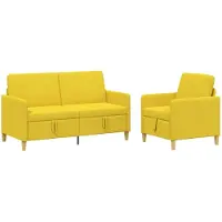 vidaXL Ensemble de canapés avec rangement, 2 pièces, polyester jaune clair