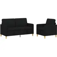 vidaXL Ensemble de canapés avec rangement, 2 pièces, polyester noir