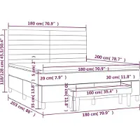 vidaXL Lit boxspring avec matelas rose 180x200 cm velours