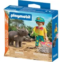Playmobil geobra Brandstätter Stiftung & Co.K DuoPack « Soigneur animalier avec rhinocéros »