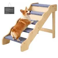 Vevor Escalier pour Chien en Bois 5 Marches pour Chien pour Canapé Lit Voiture Chats Chiens Animaux de Compagnie Jusqu'à 68 kg