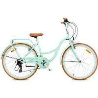 Sun baby Vélo pour fille Heart Bike 26 pouces, vélo Shimano 7 vitesses pour fille avec freins V-Brake, porte-bagages et catadioptres (vert, 26 pouces)