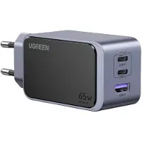 UGREEN Nexode Air 65W sieninis kroviklis, USB + 2x USB-C pilkos spalvos Mobile computer, Mobile phone, Mouse, Laptop, Power bank, Tablet Grey AC Fast charging Indoor