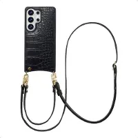 Selencia Coque de télephone Nova Croco avec cordon et porte-cartes Samsung Galaxy S26 Ultra - Noir