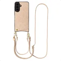 Selencia Coque de télephone Nova Croco avec cordon et porte-cartes pour Samsung Galaxy A57 (5G) - Beige