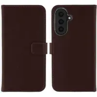 Selencia Étui portefeuille en cuir véritable Samsung Galaxy A57 (5G) - Marron foncé