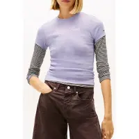 Tommy Hilfiger Ess Logo 1 Rib Slim Fit Short Sleeve T-shirt Violet XS Femme