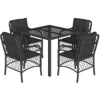 vidaXL Ensemble de jardin 5 pièces avec coussins Noir Poly Rattan