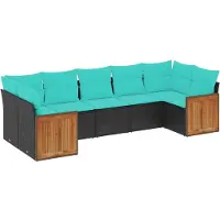 vidaXL Ensemble de 7 canapés de jardin avec coussins, polyrattan noir