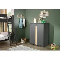 Vipack - LONDON Armoire à linge 2 portes, avec 2 étagères,Reproduction anthracite, talon hêtre naturel massif