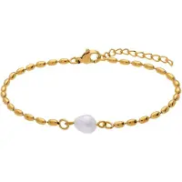 Lucardi Bracelet 'Moderner Look' or / blanc perle
