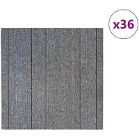 vidaXL Dalle de moquette gris clair à rayures 50 x 50 cm, lot de 36 pièces