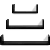 vidaXL Étagères Murales 3 Pcs Forme De U Mdf Noir
